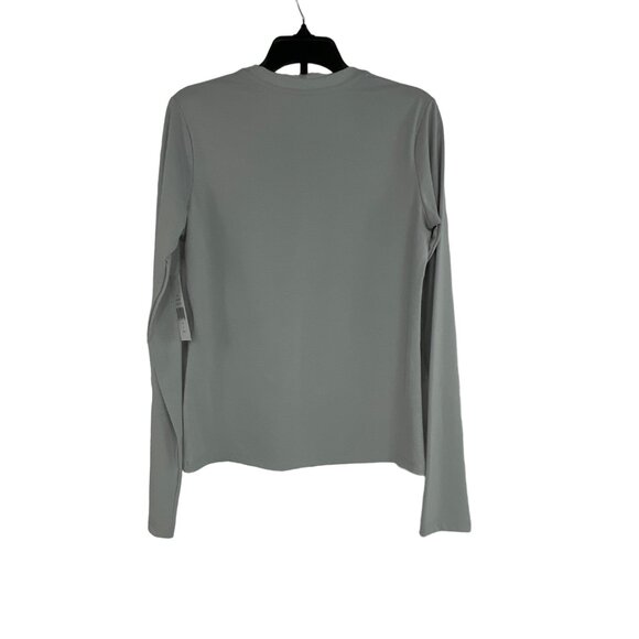 Yoga Works Long Sleeve Crew Neck Top L Fitted Performance Tee Glacier Gray - Picture 5 of 5